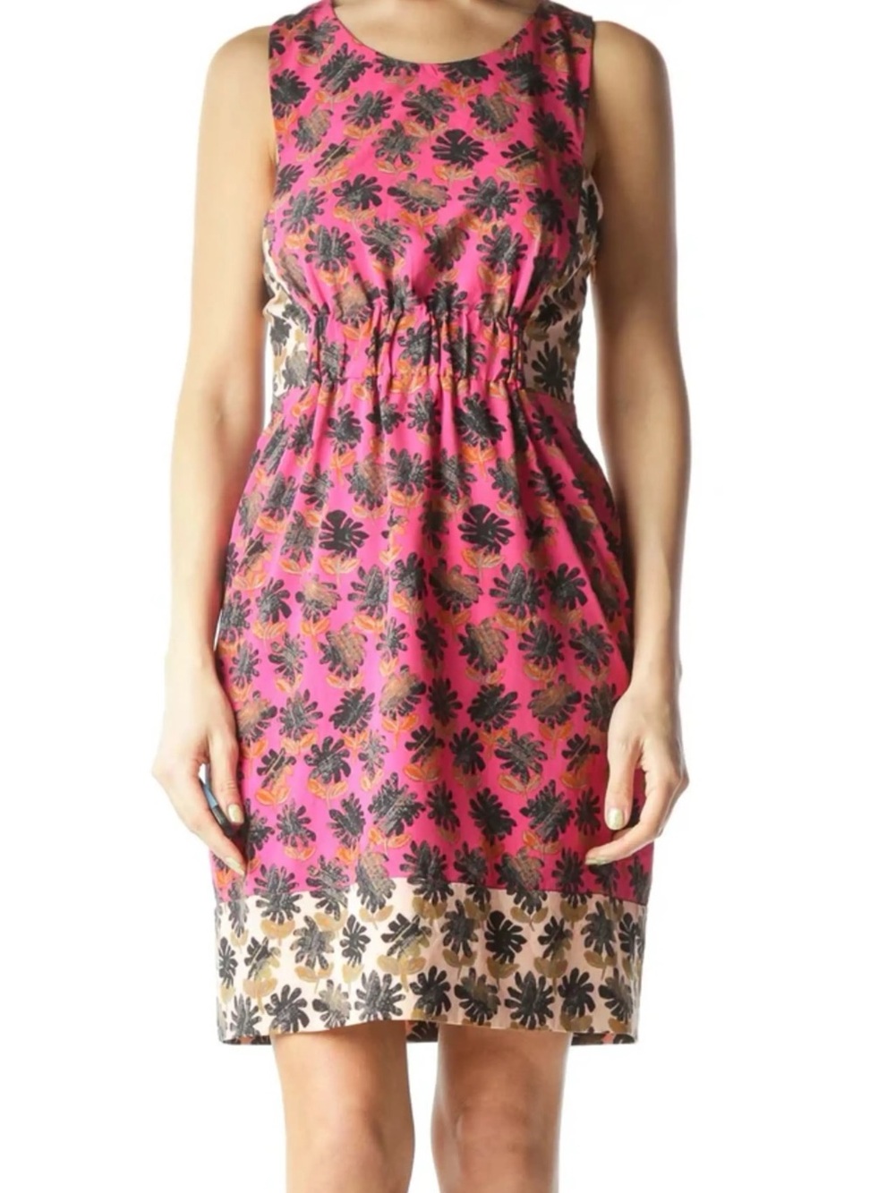 RACHEL Rachel Roy Pink Floral Sleeveless Gathered-Waist Mini Dress